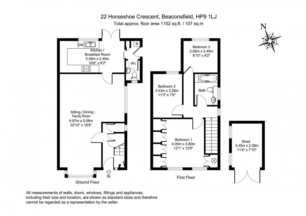 Floorplan for Horseshoe Crescent, Beaconsfield, HP9